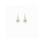 Blossom dangle earrings with matte white sterling silver petals and 1.7 mm yellow sapphire in 14K gold center