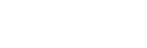 Camille Torres Designs logo in white on transparent background