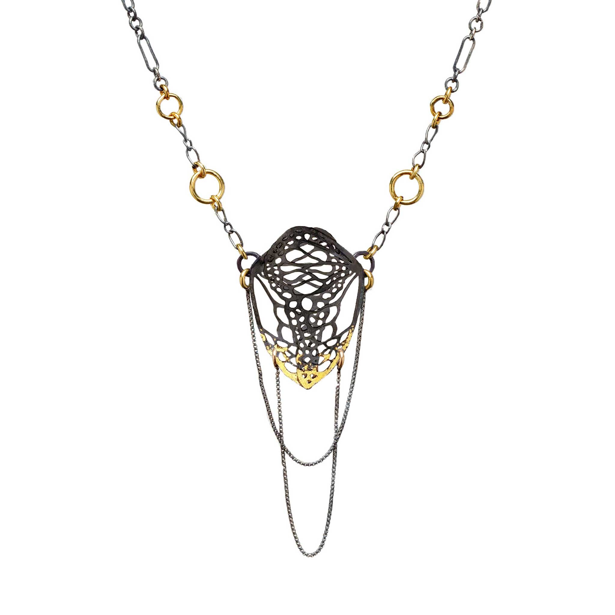 Diaphanous Monarch Necklace - Cascading Chain, 18 inches | Sterling Silver or Keum-boo