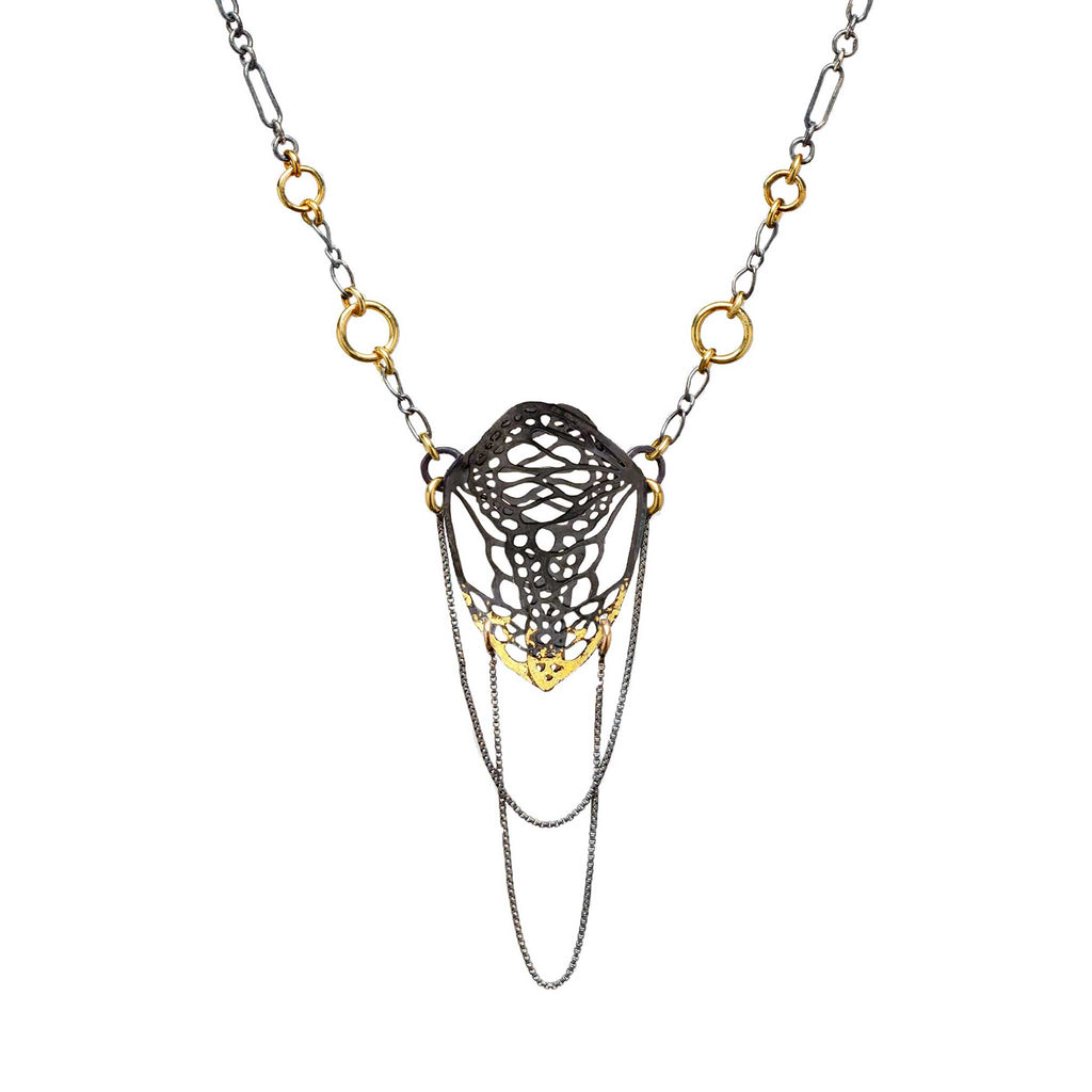 Diaphanous Monarch Necklace - Cascading Chain, 18 inches | Sterling Silver or Keum-boo