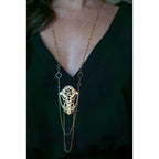 Detail of cascading chain tassels on Opera Length Diaphanous statement necklace