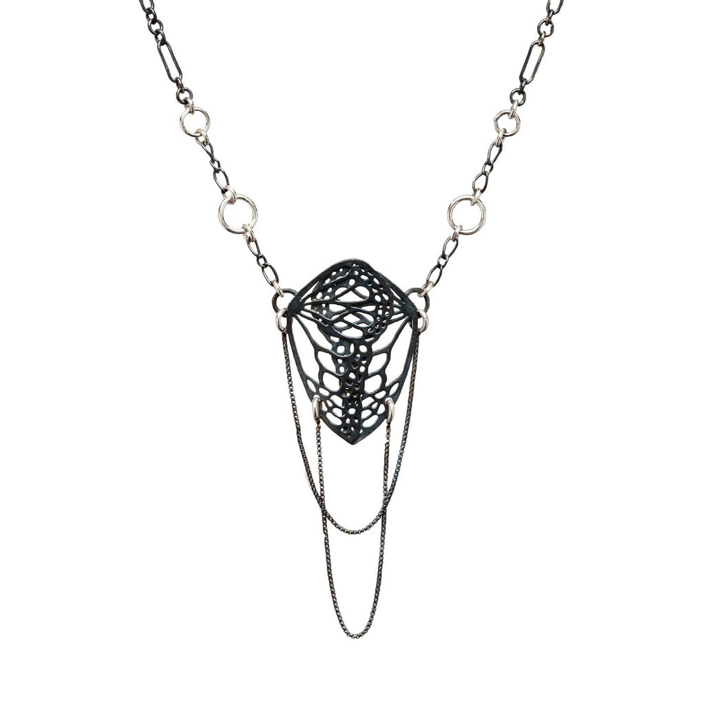 Diaphanous Monarch Necklace - Cascading Chain, 18 inches | Sterling Silver or Keum-boo
