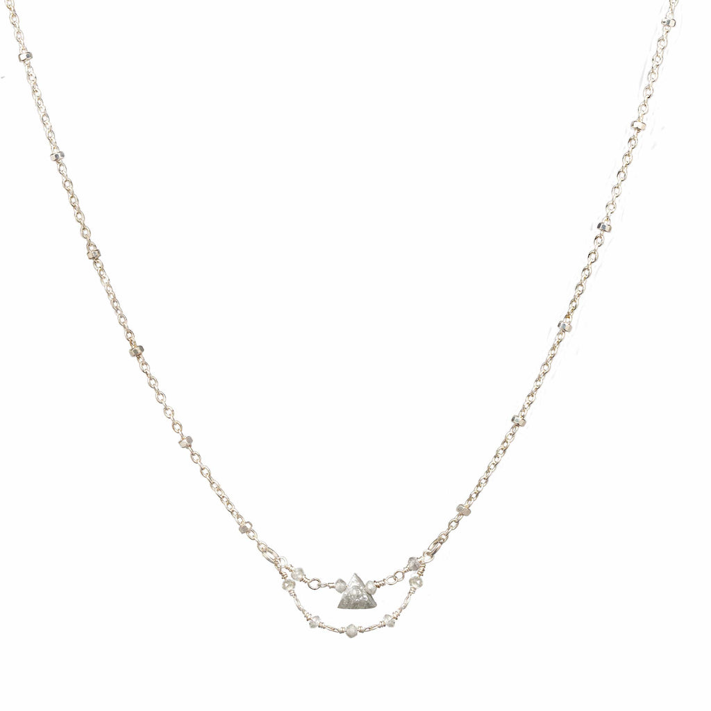 Grey Dawn Raw Diamond Necklace - Sterling Silver | 4mm Triangle Diamond
