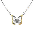 Keum-boo Butterfly pendant on a chain in gold and black design