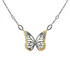 Keum-boo Butterfly pendant with yellow sapphire on a chain with gold and black design