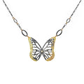 Keum-boo Butterfly pendant with diamond on a chain in gold and black design