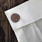 Redwood Slice Cufflinks – Etched Copper | Sterling Silver Backs