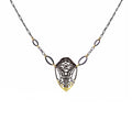 Cocoon butterfly keum-boo pendant necklace with mixed metal pendant 24k gold and silver with 14k gold accent