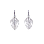 Pair of silver butterfly Cocoon earrings on a white background