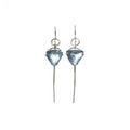 Full view of Falling Sky threader earring showing 1-inch topaz drop and 2-inch chain drape