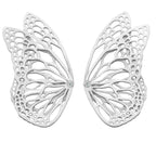 Flight monarch ear climbers in oxidized sterling silver with diamonds one a white background