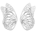Flight monarch ear crawlers in oxidized  silver on a white background
