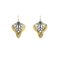 Metamorphosis butterfly earrings with mixed metal 24k gold and silver with 14k gold filled ear wires on a white background 