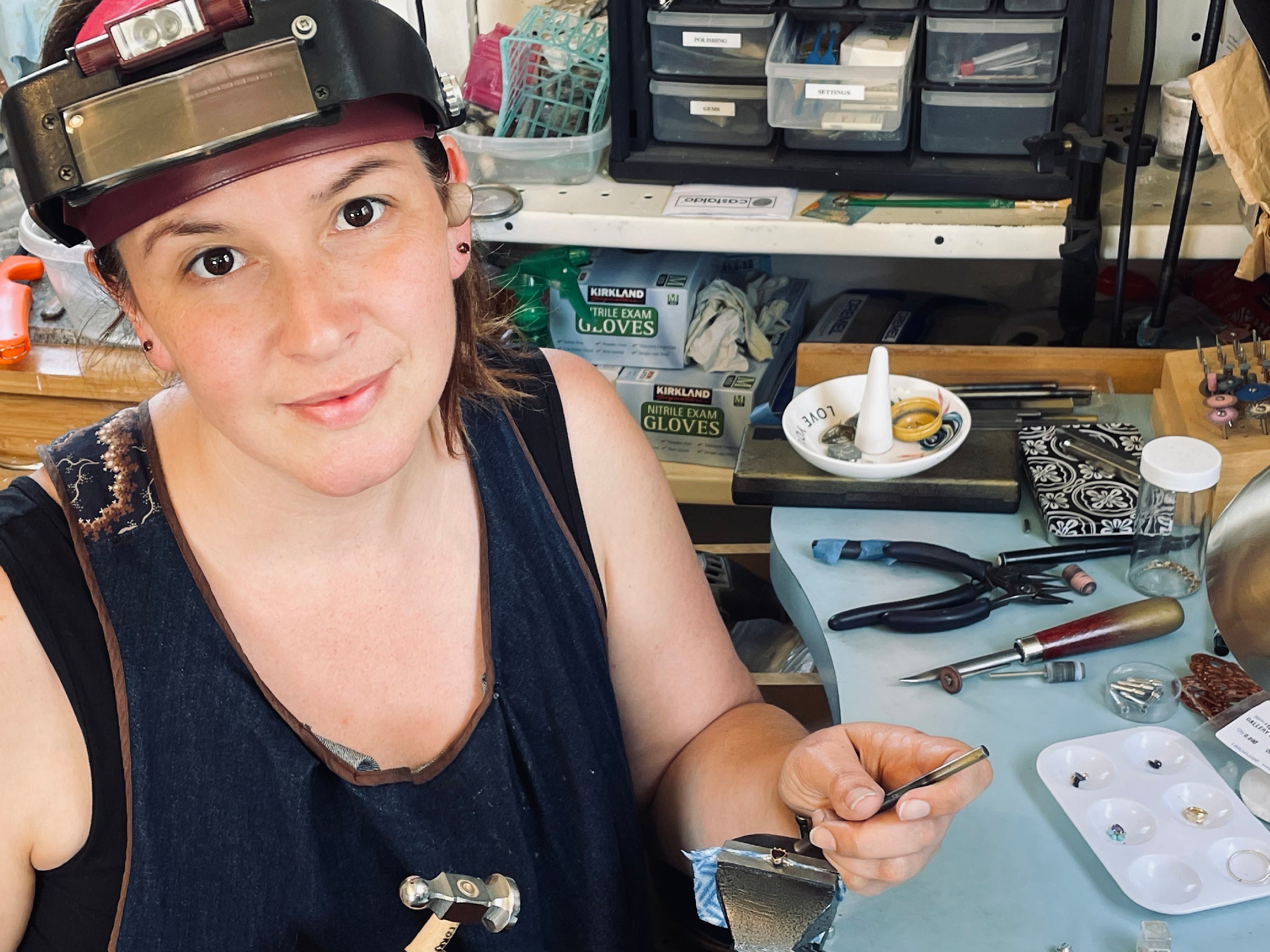 Camille-at-workbench-in-her-metalsmith-studio