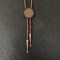 Redwood Slice Bolo Tie – Etched Copper | Braided Leather Cord
