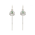 Sentinel Threader Earrings – Evil Eye | Green Tourmaline & Silver