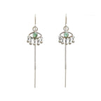 Sentinel Threader Earrings – Evil Eye | Green Tourmaline & Silver