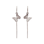 Handmade sterling silver butterfly  earrings against a white background | Camille Torres Designs